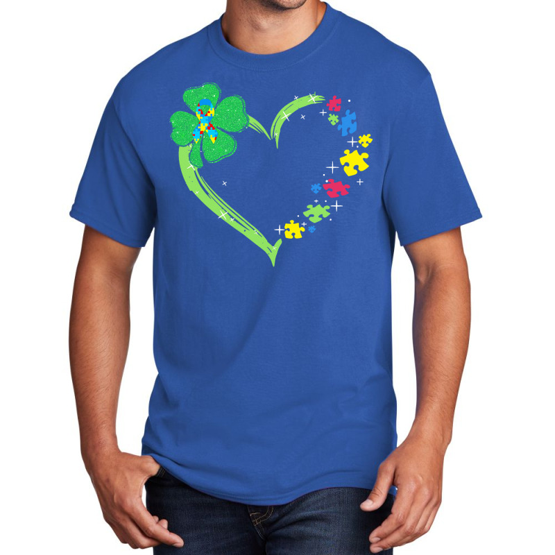 St Patricks Day Autism Awareness Heart T  Shirt Funny Autism St Patric Basic T-shirt | Artistshot