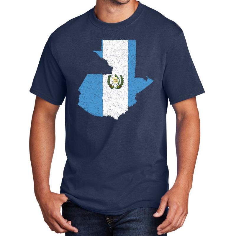 Guatemala Map Flag Drawing Line Art Basic T-shirt by Erwin Saputra Art | Artistshot