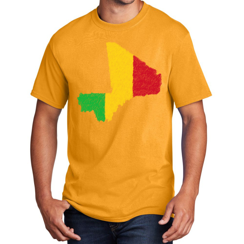 Mali Map Flag Drawing Line Art Basic T-shirt | Artistshot