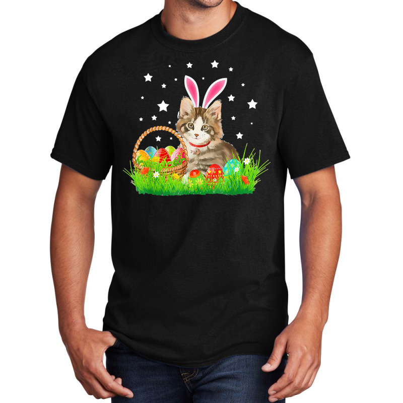 Easter Day T  Shirt Cute Cat Pet Hunting Egg Tree Bunny Easter Day T Basic T-shirt by larmstrong437 | Artistshot