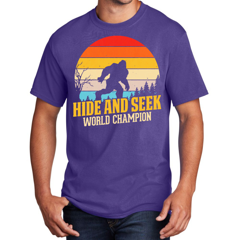 Bigfoot T  Shirt Retro Bigfoot Hide & Seek World Champion 3 Basic T-shirt by koelpinpatrick639 | Artistshot