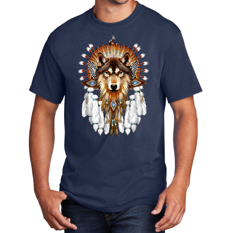 Native American Wolf   Wolf Lovers T Shirt Basic T-shirt by adam.troare | Artistshot