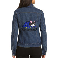 I Hate Mornings Sleeping Boston Terrier Dog Ladies Denim Jacket | Artistshot