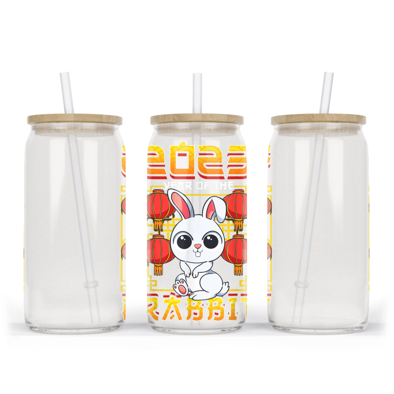 Year Of The Rabbit 2023 Chinese Zodiac Cute Kawaii Bunny Glass tumbler by Halloween | Artistshot