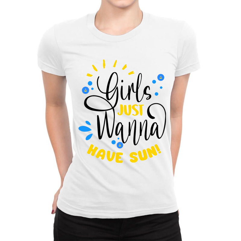 Girls Just Wanna Have Sun Saint Lucian Flag Souven Ladies Fitted T-Shirt by JanayVanbure | Artistshot