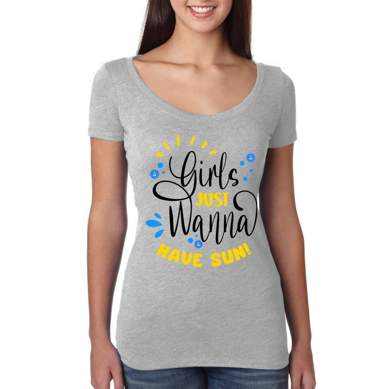 Girls Just Wanna Have Sun Saint Lucian Flag Souven Women's Triblend Scoop T-shirt by JanayVanbure | Artistshot