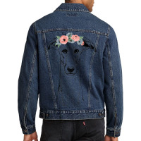 Greyhound With Floral Headband Dog Mom Men Denim Jacket | Artistshot