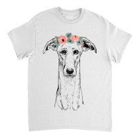 Greyhound With Floral Headband Dog Mom Classic T-shirt | Artistshot