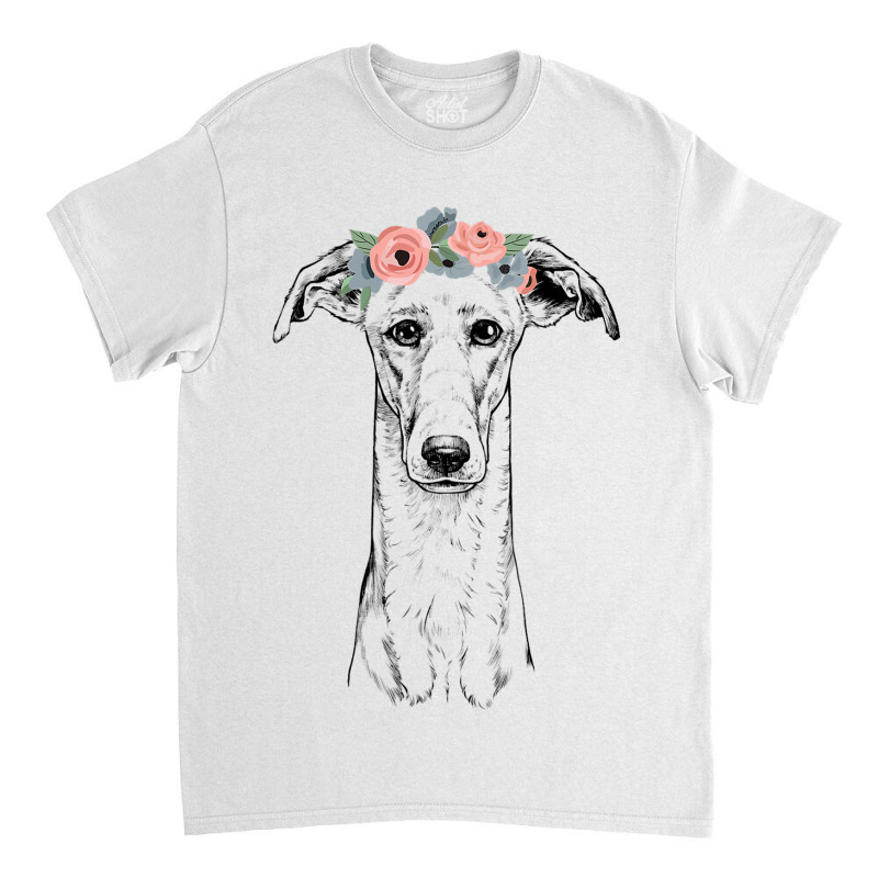 Greyhound With Floral Headband Dog Mom Classic T-shirt by KamariSalisbur | Artistshot