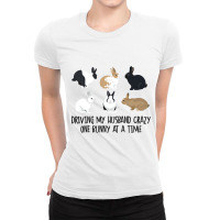 Funny Driving My Husband Crazy One Bunny At A Time Ladies Fitted T-shirt | Artistshot