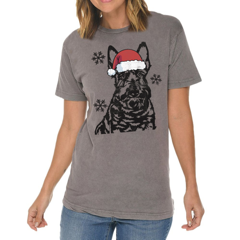 Funny Scottish Terrier Christmas Santa Hat Xmas Mo Vintage T-Shirt by NariahPringl | Artistshot