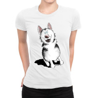 Happy Siberian Husky Sleigh Dog Malamute I Dog Fan Ladies Fitted T-shirt | Artistshot