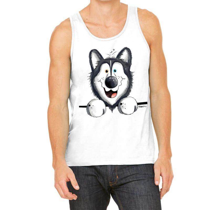 Happy Siberian Husky Sleigh Dog Malamute I Dog Fan Tank Top | Artistshot