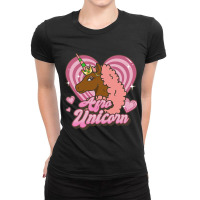 Afro Unicorn Caramel Logo Heart Sparkles V2 Ladies Fitted T-shirt | Artistshot