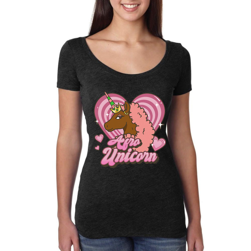 Afro Unicorn Caramel Logo Heart Sparkles V2 Women's Triblend Scoop T-shirt by BristolEstes | Artistshot