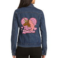 Afro Unicorn Caramel Logo Heart Sparkles V2 Ladies Denim Jacket | Artistshot