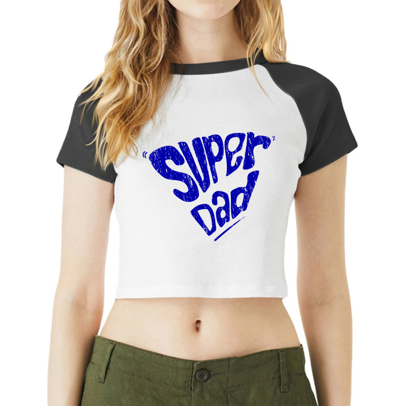 Chalk Lettering Style Illustration Of Super Dad Raglan Crop Top by selos47 | Artistshot