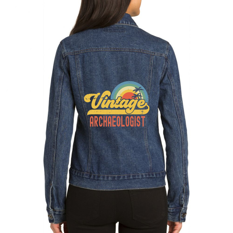 Archaeologist Vintage Sunset Profession Retro Job  Ladies Denim Jacket by JANETDAVIS | Artistshot