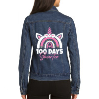 100 Days Smarter Teacher 100th Day Of School Unico Ladies Denim Jacket | Artistshot