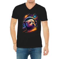 Astronaut Norfolk Terrier Dog Space Galaxy 1 V-neck Tee | Artistshot