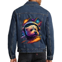 Astronaut Norfolk Terrier Dog Space Galaxy 1 Men Denim Jacket | Artistshot