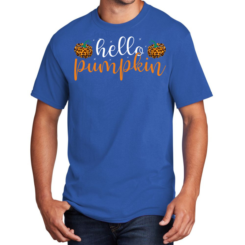 Hello Pumpkin Leopard Pattern Cute Fall Lover Design For Halloween Cos Basic T-shirt | Artistshot