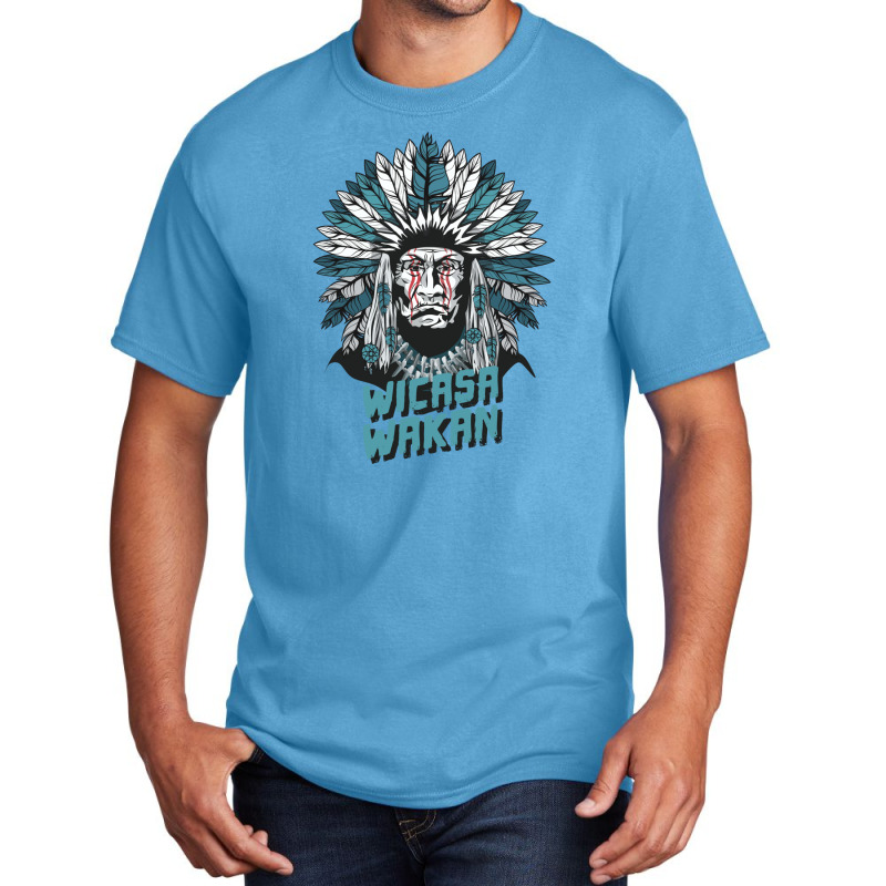 Native American Feather Headdress Wicasa Wakan Basic T-shirt | Artistshot