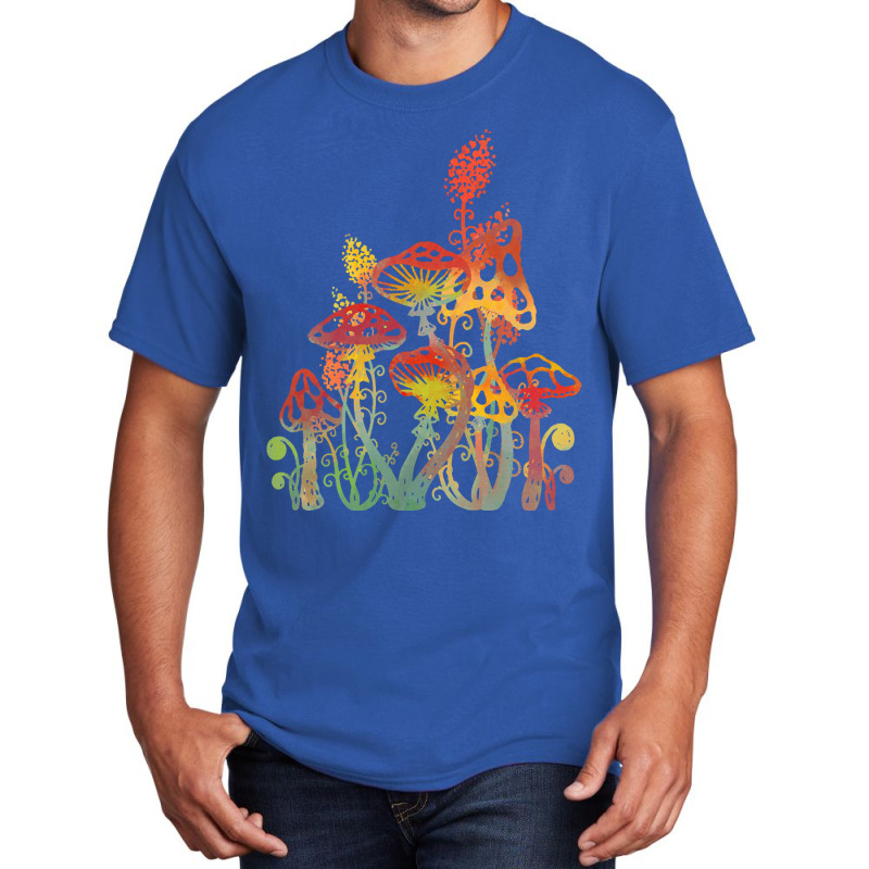 Mushrooms T  Shirtred Magic Forest Mushrooms And Fern T  Shirt Basic T-shirt by clement51593 | Artistshot