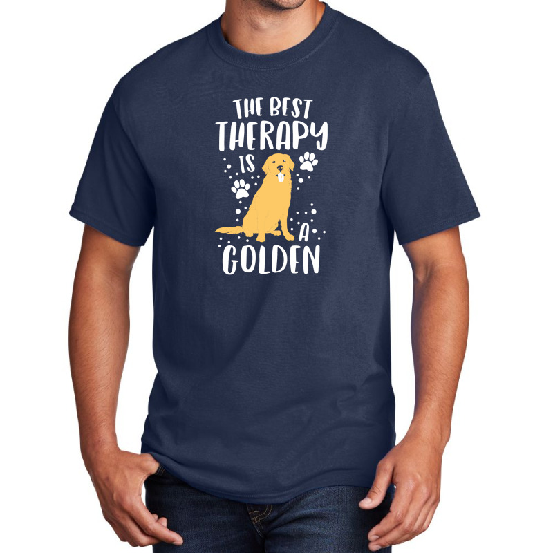 The Best Therapy Is A Golden Retriever Dog Puppy Basic T-shirt by diegomicel | Artistshot