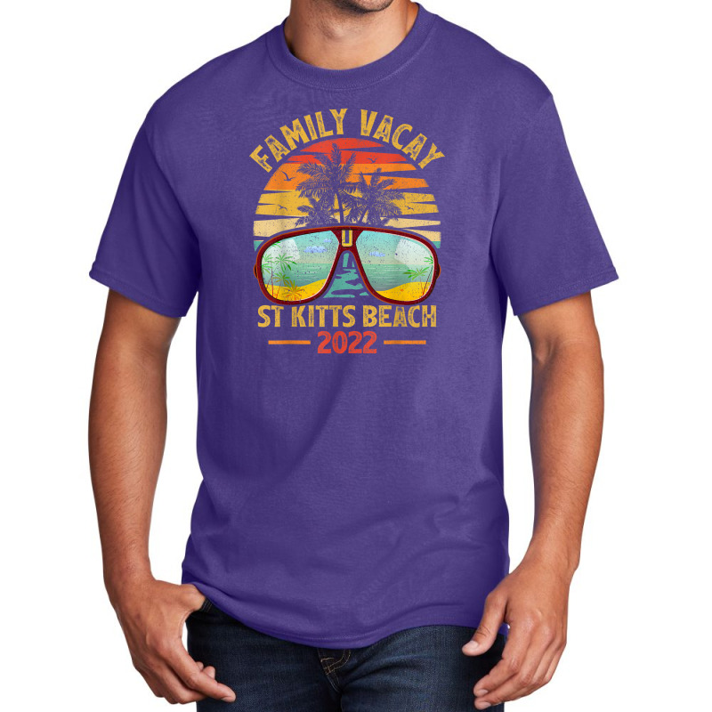 Vintage Family Vacation 2022 Lost Paradise St Kitts Beach Basic T-shirt by Tiktify | Artistshot