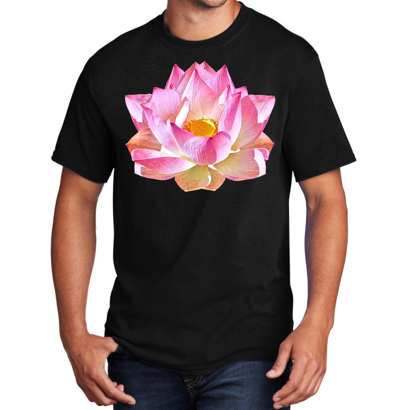 Lotus Flower T  Shirt Pink And Gold Lotus Flower T  Shirt Basic T-shirt by victorycanola | Artistshot