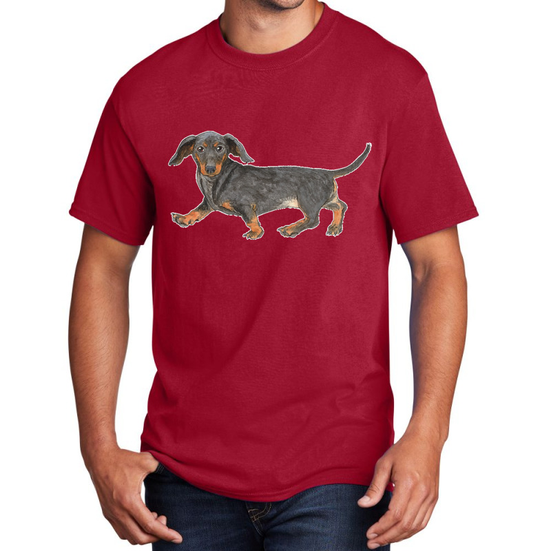 Black And Tan Dachshund Basic T-shirt by yongbiyb | Artistshot