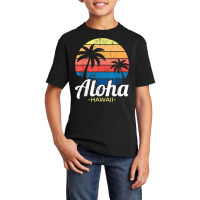 Hawaiian Summer Tropical Sunset Palm Trees Aloha Hawaii T Shirt Basic Youth T-shirt | Artistshot