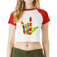 Asl Love Sign Language Autism Gift Awareness Support Raglan Crop Top | Artistshot