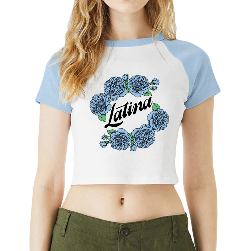 Latina Blue Rose For Light Raglan Crop Top by saterseim | Artistshot