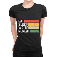 Author Writer Writing Funny Vintage Eat Sleep Writ Ladies Fitted T-shirt | Artistshot