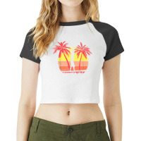 Gymnast Parallel Bar Summer Sunset 80s Palm T Shirt Raglan Crop Top | Artistshot