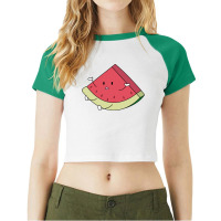 Funny Watermelon T  Shirt Balancing Watermelon Funny Fruits Collection Raglan Crop Top | Artistshot