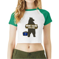 Brunet Island State Park Wisconsin Hitchhiking Bear Long Sleeve T Shir Raglan Crop Top | Artistshot