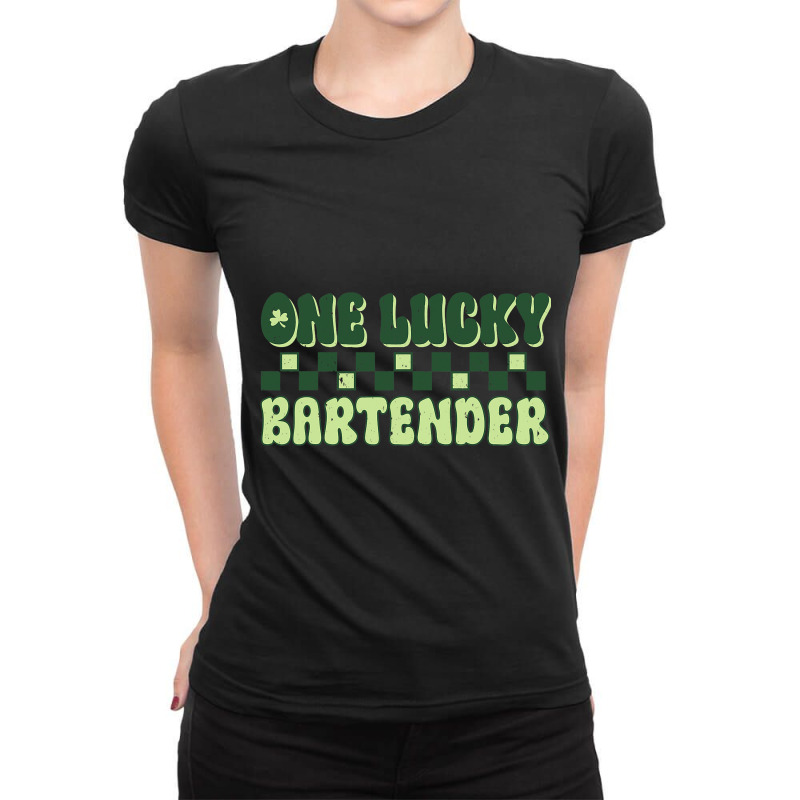 Bartender St Patricks Day Vintage One Lucky Barten Ladies Fitted T-Shirt by DevotaSylvia | Artistshot