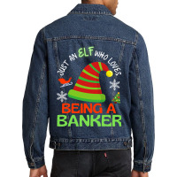 Banker Elf Christmas Party Matching Family Men Denim Jacket | Artistshot