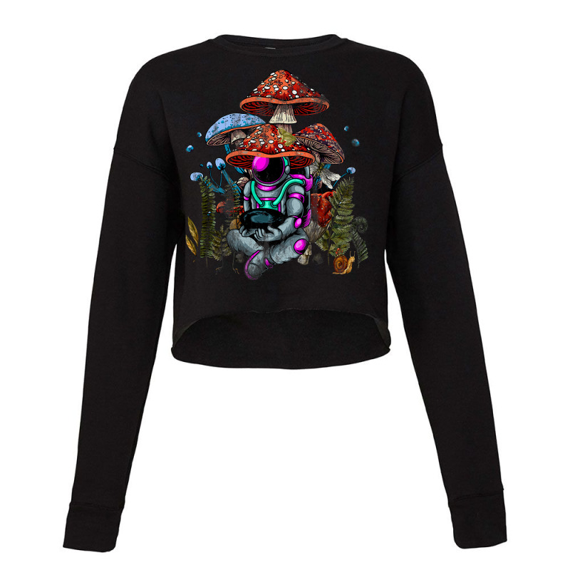 Astronaut Sitting Under Cottagecore Frog Aesthetic Cropped Sweater by MalikMorsee | Artistshot