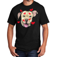 Valentines Day T  Shirt Cute Pitbull Dog Hearts Funny Valentine's Day Basic T-shirt | Artistshot