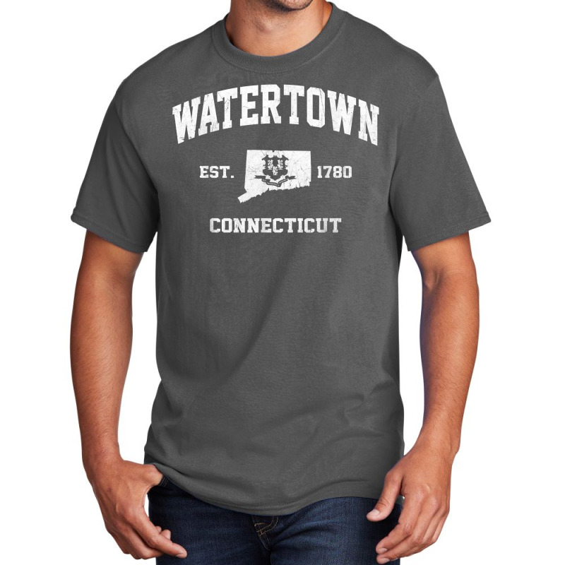 Watertown Connecticut Ct Vintage State Athletic Style T Shirt Basic T-shirt by Sand King | Artistshot