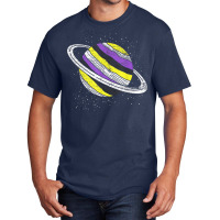 Nonbinary Flag Genderfluid Planet Agender Saturn Non Binary T Shirt Basic T-shirt | Artistshot