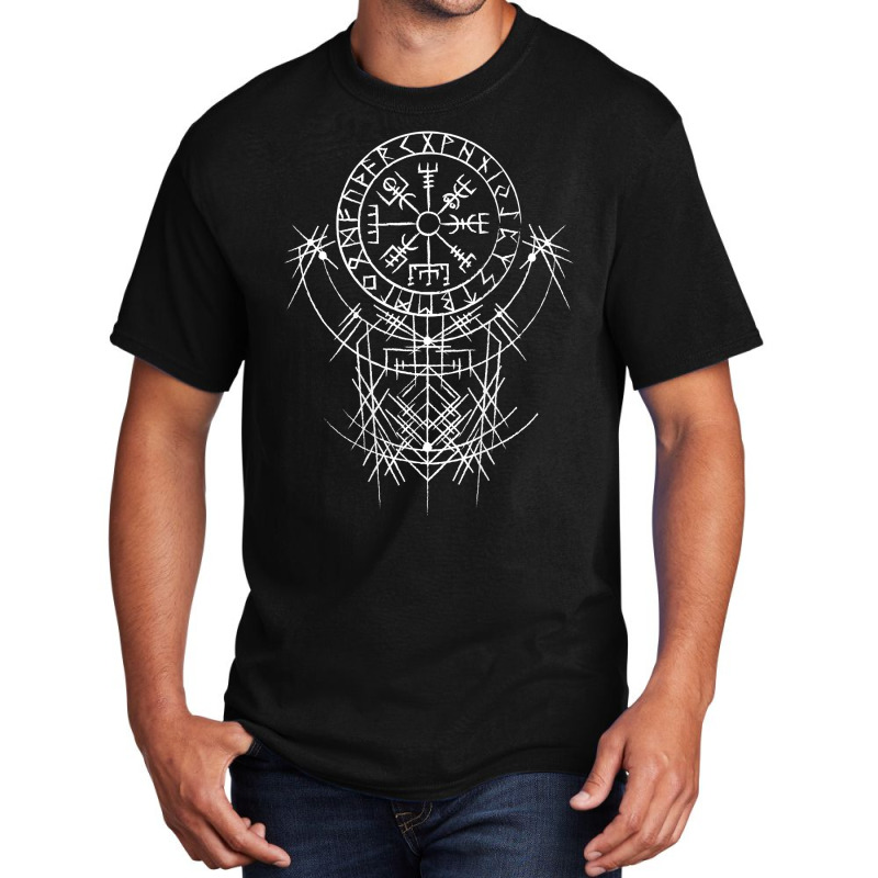 Vegvísir Viking Compass (on Back)   Vegvisir Vikings T Shirt Basic T-shirt by ayedencoplon | Artistshot