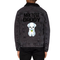 Maltese Daddy Dog Lover Maltese Puppy Christmas Gi Unisex Sherpa-lined Denim Jacket | Artistshot