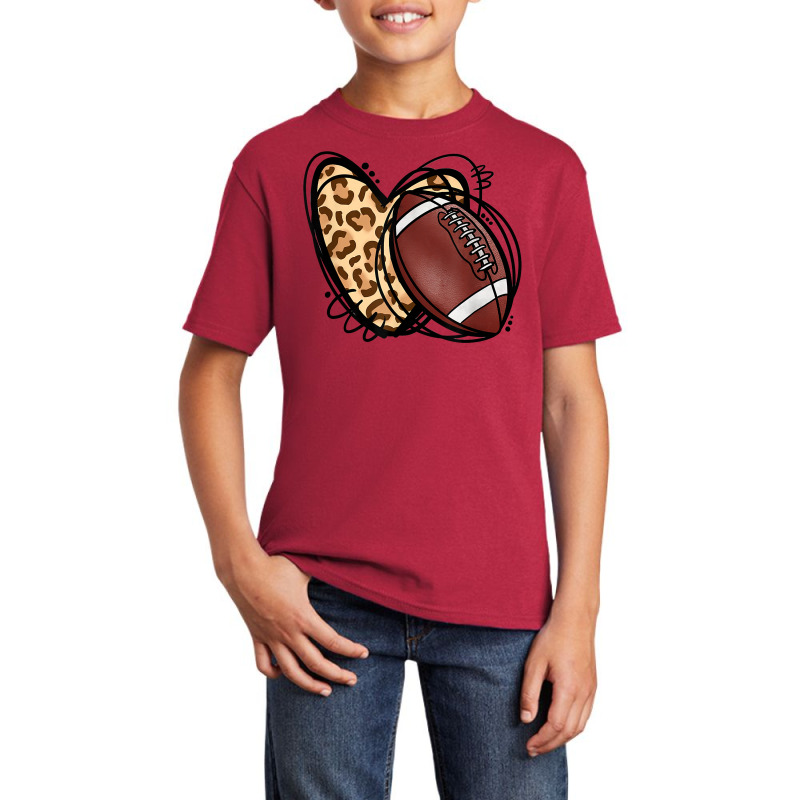 Leopard Football Love Heart Football Lover Football Season T Shirt Basic Youth T-shirt by atereabag | Artistshot