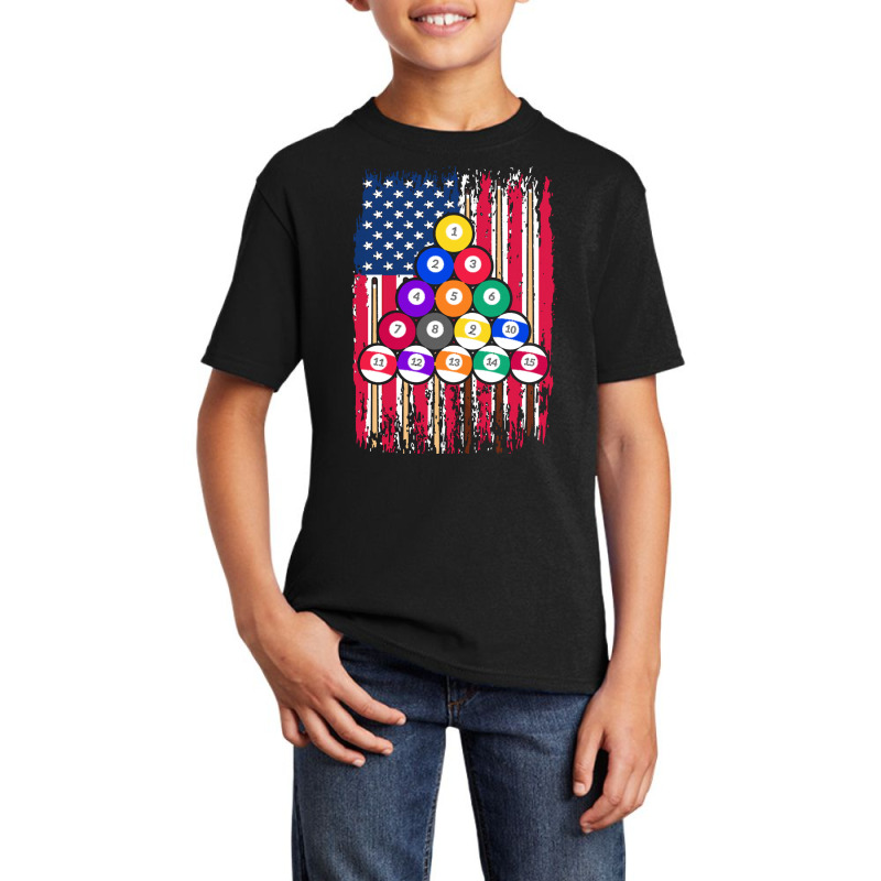 Billiard T  Shirt American Pool Player U S A Flag U S Snooker Billiard Basic Youth T-shirt | Artistshot