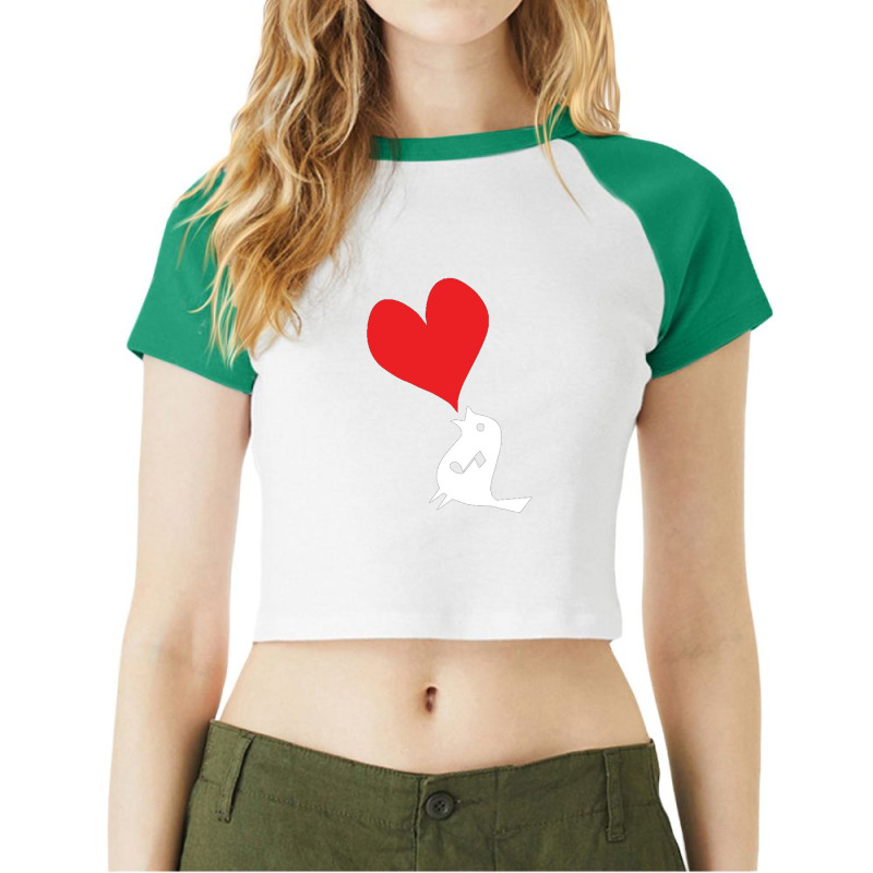 Bird Love Heart Animal Graph Note Music Party Pop Art Gift Raglan Crop Top by michaelnaher | Artistshot